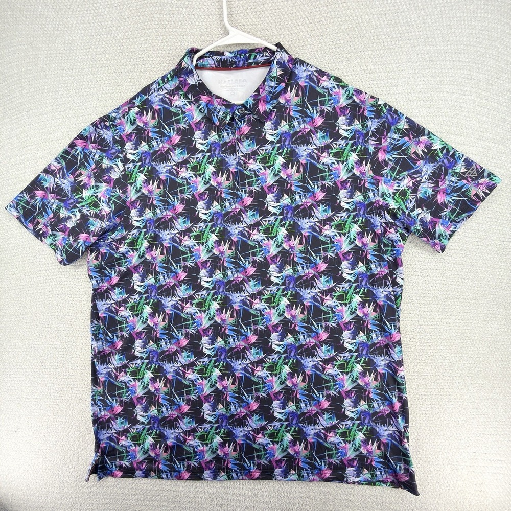MAELREG Performance Polo Shirt Mens 3XL Floral AOP Golf Lightweight‎ Stretch